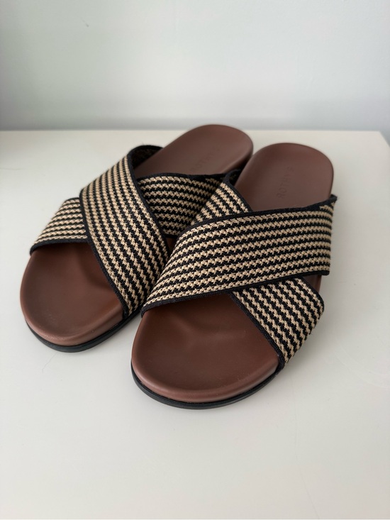 Rothy's Shoes - Rothy's Weekend slide in Toffee Stripe
